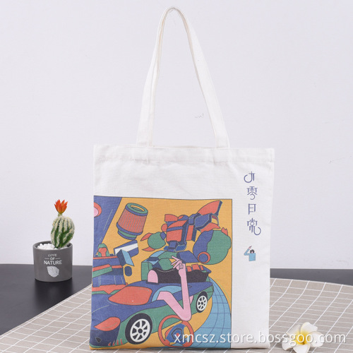 Japanese style custom carton print shopping tote bag